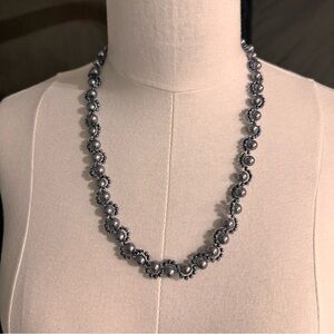 Teng Yug Vintage Women's Beaded Necklace Silver Tone Glass Faux Pearl Rhinestone